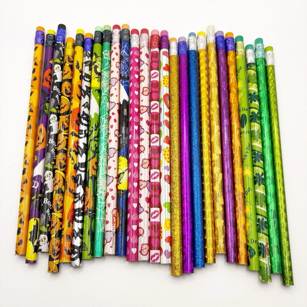 Novelty Pencils Lovett Valentine Halloween St Patricks Metallic Teacher